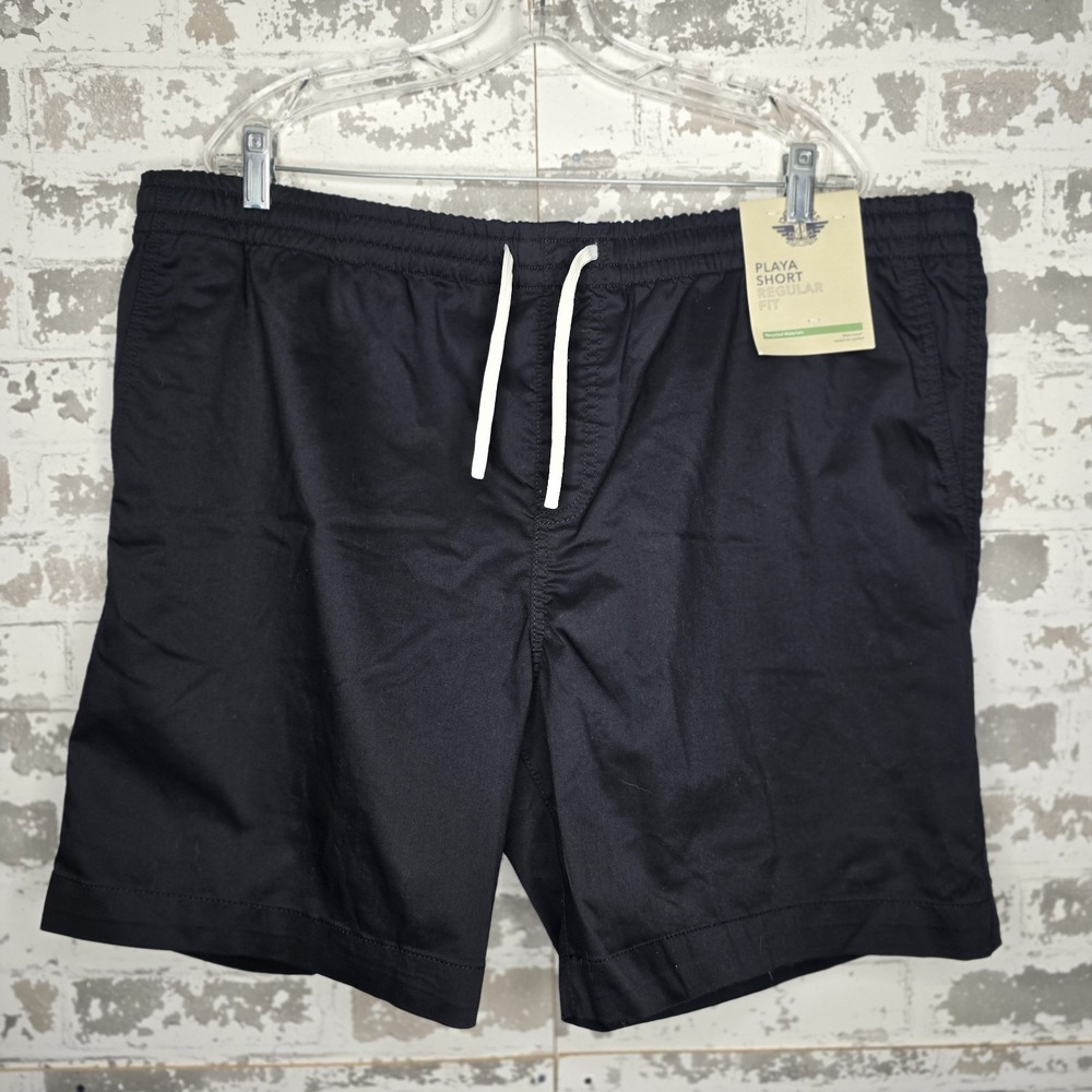 NEW Dockers Playa Shorts Mens XXL Black Elastic Waist Zip Pockets Drawstrings